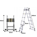 DRABINA TELESKOPOWA ALUMINIOWA 5m (2,5m + 2,5m) PRZEGUBOWA