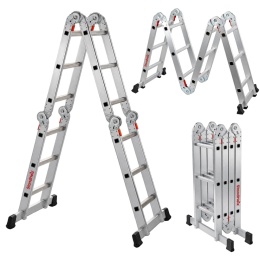 DRABINA PRZEGUBOWA 4x3 ALUMINIOWA SKŁADANA 150KG PODEST 12 STOPNI STANDHEIZ