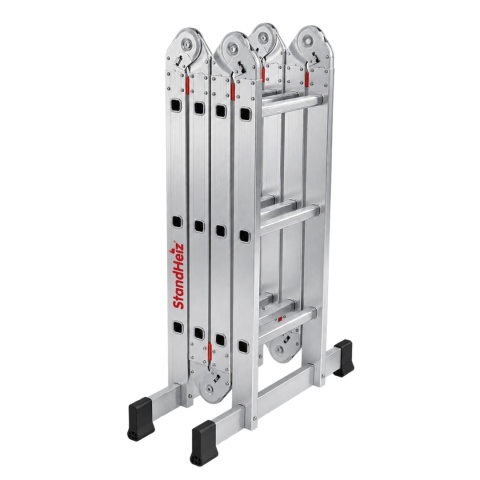DRABINA PRZEGUBOWA 4x3 ALUMINIOWA SKŁADANA 150KG PODEST 12 STOPNI STANDHEIZ