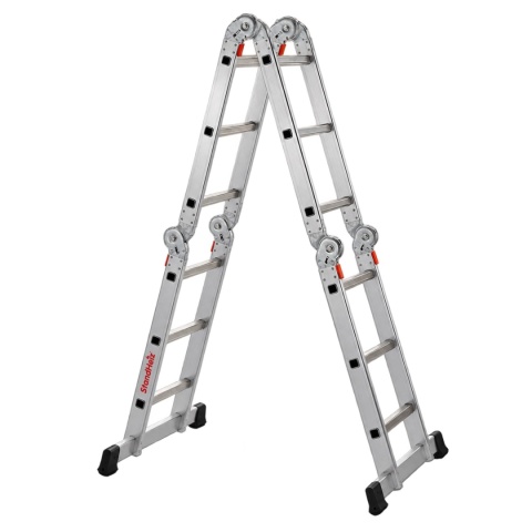 DRABINA PRZEGUBOWA 4x3 ALUMINIOWA SKŁADANA 150KG PODEST 12 STOPNI STANDHEIZ
