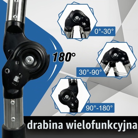 DRABINA PRZEGUBOWA 5M TELESKOPOWA WIELOFUNKCYJNA SKŁADANA MOCNA STAL 150KG