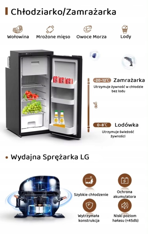 LODÓWKA TURYSTYCZNA KOMPRESOROWA 90L STANDHEIZ LODÓWKA TURYSTYCZNA KOMPRESOROWA 90L STANDHEIZ