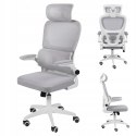 FOTEL BIUROWY OBROTOWY ERGONOMICZNY KRZESŁO BIUROWE OBROTOWE SZARE SIATKA