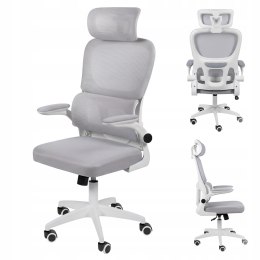 FOTEL BIUROWY OBROTOWY ERGONOMICZNY KRZESŁO BIUROWE OBROTOWE SZARE SIATKA