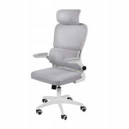 FOTEL BIUROWY OBROTOWY ERGONOMICZNY KRZESŁO BIUROWE OBROTOWE SZARE SIATKA