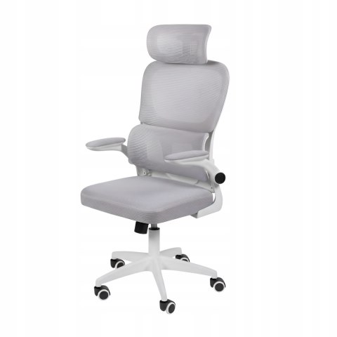 FOTEL BIUROWY OBROTOWY ERGONOMICZNY KRZESŁO BIUROWE OBROTOWE SZARE SIATKA