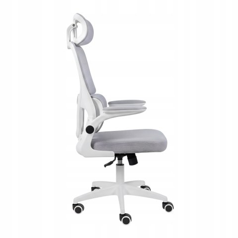 FOTEL BIUROWY OBROTOWY ERGONOMICZNY KRZESŁO BIUROWE OBROTOWE SZARE SIATKA