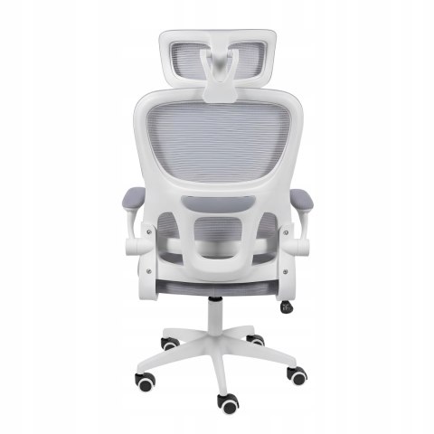 FOTEL BIUROWY OBROTOWY ERGONOMICZNY KRZESŁO BIUROWE OBROTOWE SZARE SIATKA