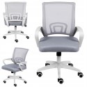 KRZESŁO BIUROWE OBROTOWE MŁODZIEŻOWE MATERIAŁOWE FOTEL DO BIURKA SZARY