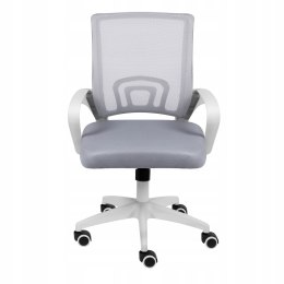 KRZESŁO BIUROWE OBROTOWE MŁODZIEŻOWE MATERIAŁOWE FOTEL DO BIURKA SZARY