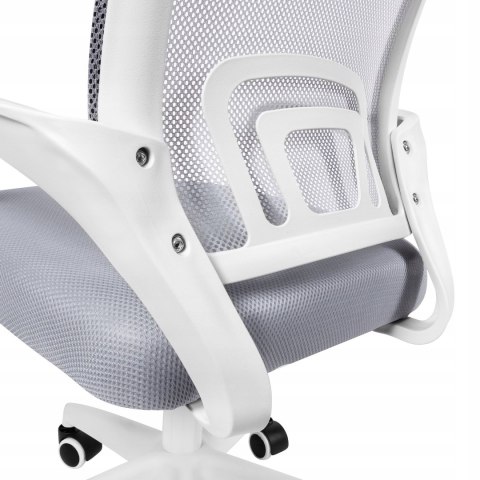 KRZESŁO BIUROWE OBROTOWE MŁODZIEŻOWE MATERIAŁOWE FOTEL DO BIURKA SZARY