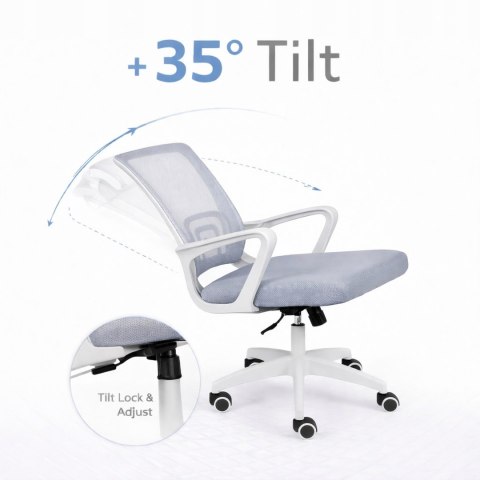 KRZESŁO BIUROWE OBROTOWE MŁODZIEŻOWE MATERIAŁOWE FOTEL DO BIURKA SZARY