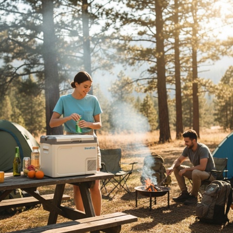 LODÓWKA TURYSTYCZNA 40L ZAMRAŻARKA PRZENOŚNA DO KAMPERA 12V 24V 230V 60W